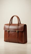 Espresso Brown Full-Grain Leather Briefcase