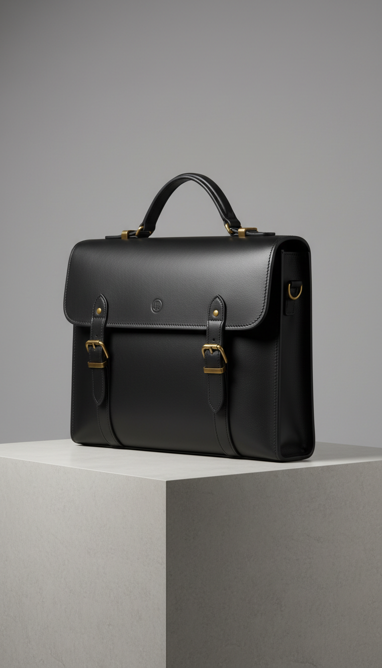 Charcoal Black Full-Grain Briefcase