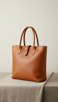 Burnished Tan Top-Grain Leather Tote Bag